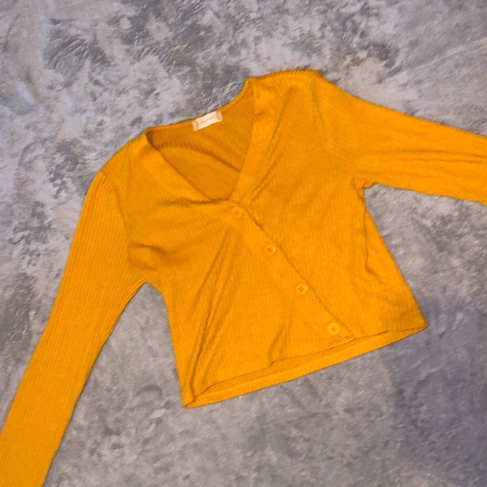Altrd state mustard colored long sleeve crop top